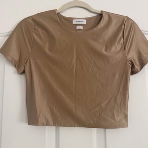 Babaton Aritzia Satin Blouse Gold Champagne Size M
